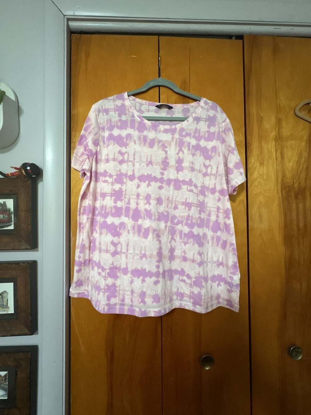 M&S Collection T-Shirt Size 20 Purple Tie Dye Short Sleeve